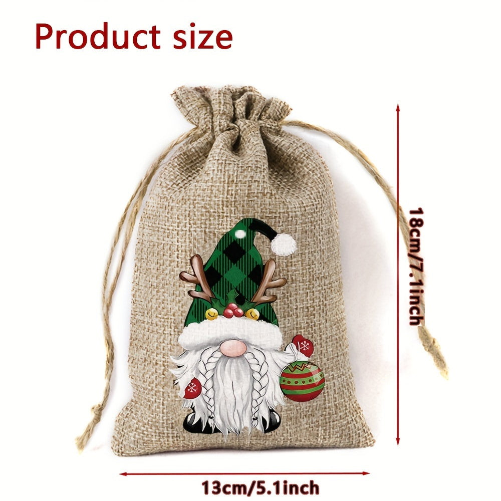 [Customer Favorite] 12pcs Christmas Burlap Gift Bag Set - 5x7 Inches, Assorted Festive Patterns for Jewelry, Candy & Small Items Storage - Perfect for Holiday Parties & Celebrations