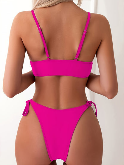 2-Piece Butterfly Bikini Set with Side-Tie Drawstrings – Flirty Spaghetti Straps & High-Stretch Fabric – Perfect for Y2K Fashion & Summer Poolside Lounging, Women's Swim Attire