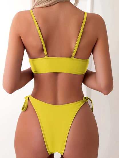 2-Piece Butterfly Bikini Set with Side-Tie Drawstrings – Flirty Spaghetti Straps & High-Stretch Fabric – Perfect for Y2K Fashion & Summer Poolside Lounging, Women's Swim Attire