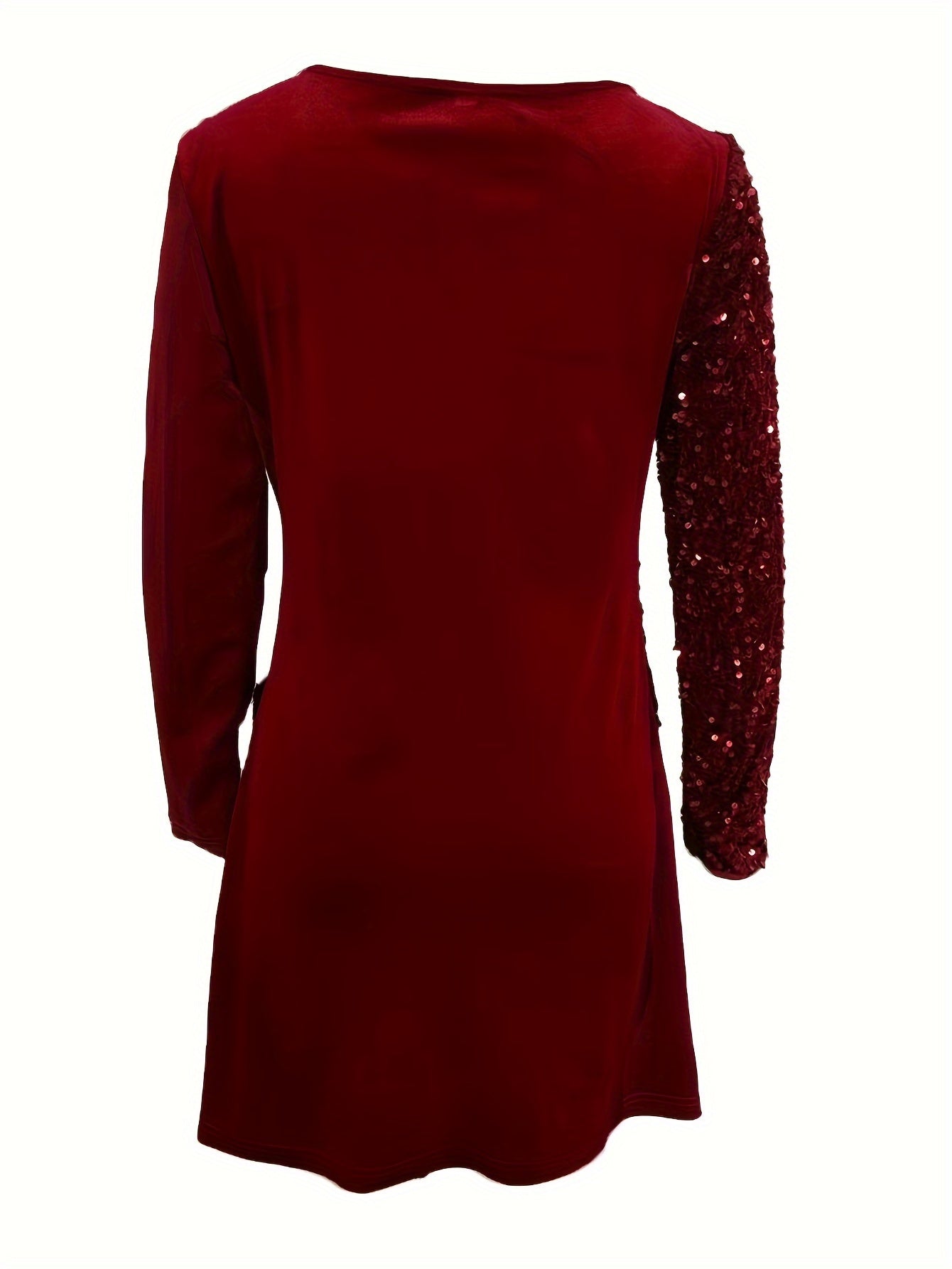 Sequin Decor Long Sleeve Dress, Stylish Crew Neck Dress, Women's Clothing