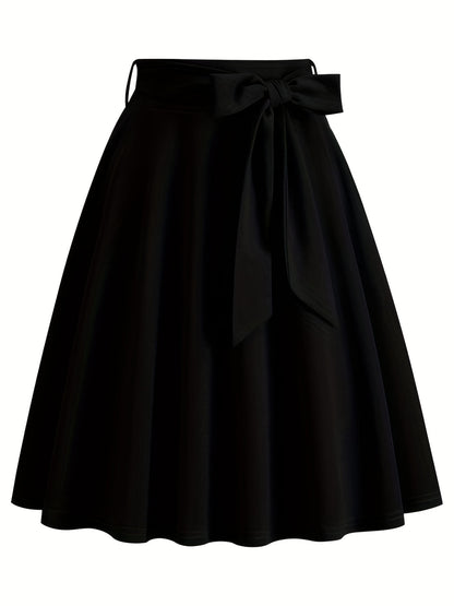 xieyinshe  Retro A-line Skirt, Bowknot Front Skirt For Party, Performance, Every Day, Women's Clothing