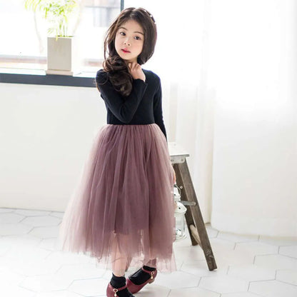 Girl  Spring Autumn Long Sleeve Dresses for Kids Lace Children Party Dress Teenager Princess Weddings Tulle Costume L2405