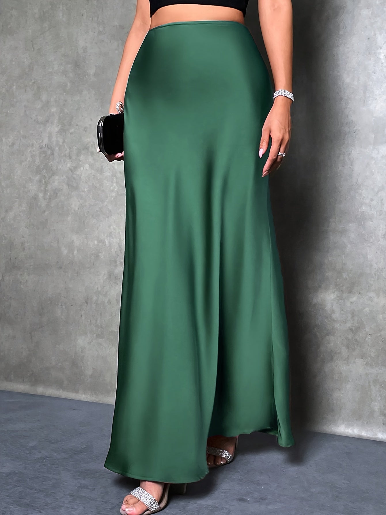 Solid Bodycon Maxi Skirt, Elegant Skirt For Party & Banquet, Women's Clothing