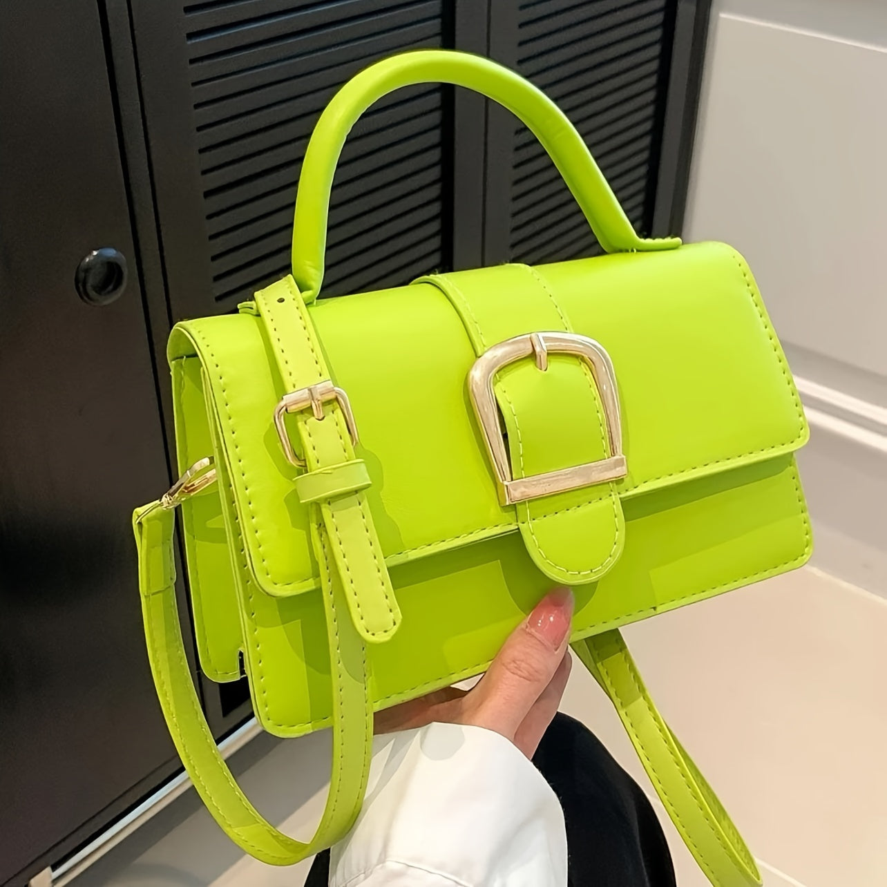 Fashion-Forward Neon Crossbody Bag - Compact & Stylish Mini Shoulder Bag for Women - Secure Buckle Flap Purse