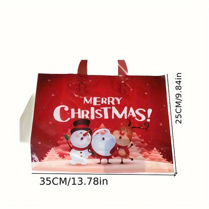 10pcs Christmas Gift Bags with Handles - Durable PE Plastic, Medium & Large Sizes - Perfect for Holiday Presents, Weddings, Birthdays & Parties