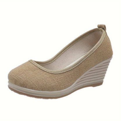 xieyinshe  Women's Casual Wedge Heels, Breathable Soft Sole Slip On Shoes, Women's Footwear