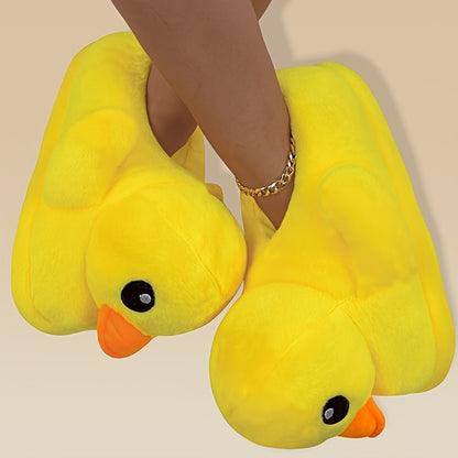 Cozy Cartoon Duck Plush Slippers for Women - Soft, Warm Indoor Shoes with Non-Slip Sole, Perfect for Winter