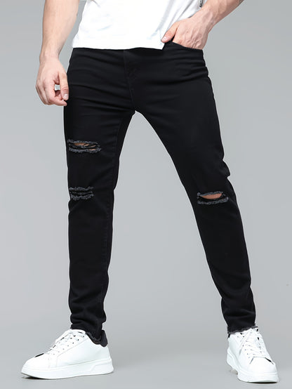 xieyinshe  Plus Size Men's Fashion Ripped Jeans Spring Fall Denim Pants For Daily Life