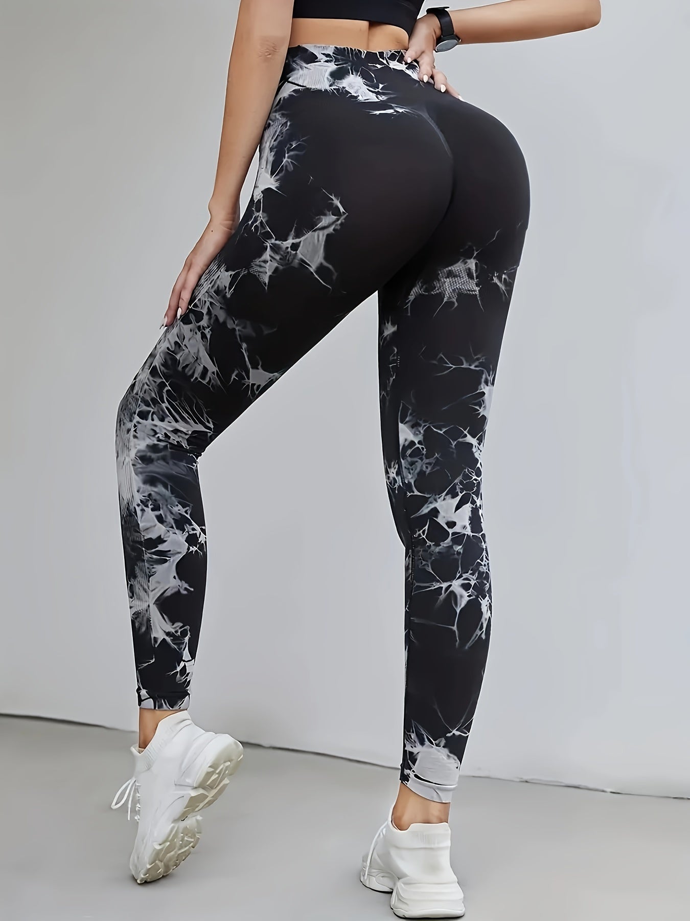 xieyinshe  Tie Dye High Waist Yoga Seamless Sports Leggings, Running Training Exercise Tight Stretch Fitness Pants, Women's Activewear