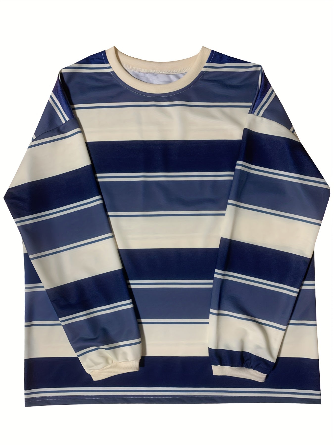 xieyinshe  Striped Print Pullover Sweatshirt, Casual Long Sleeve Crew Neck Sweatshirt For Fall & Winter, Women's Clothing