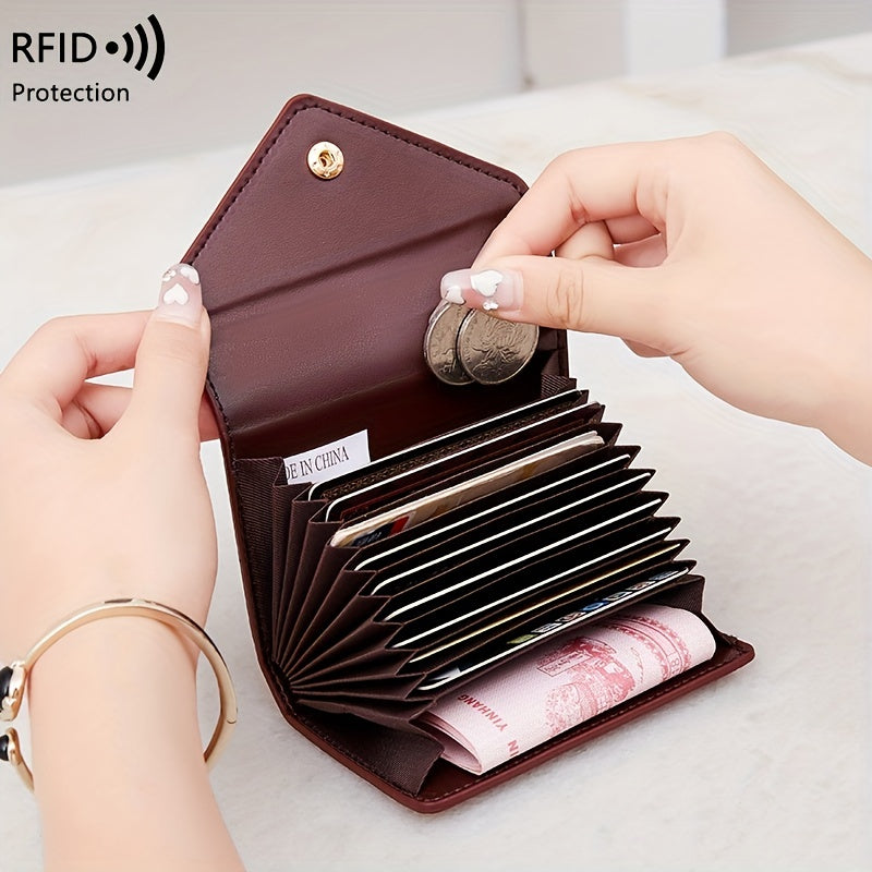 RFID Small Bag Litchi Pattern Soft PU Leather Coin Wallet Simple Lightweight Organ Card Bag