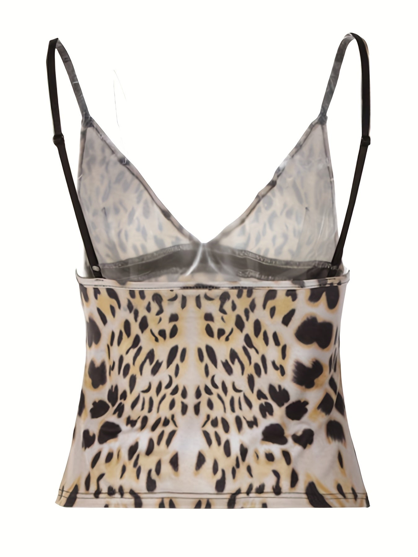 xieyinshe  Leopard Print Cami Top, Casual V Neck Summer Sleeveless Top, Women's Clothing