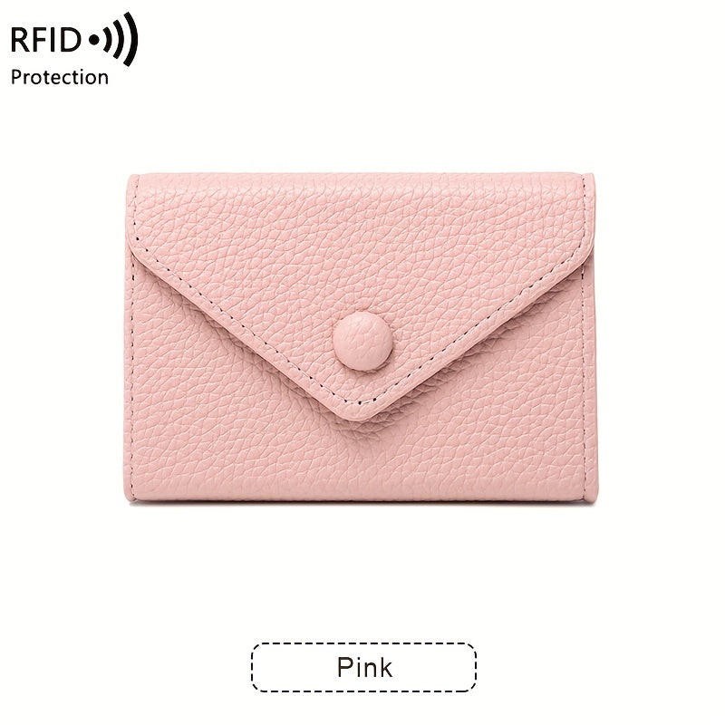 RFID Small Bag Litchi Pattern Soft PU Leather Coin Wallet Simple Lightweight Organ Card Bag