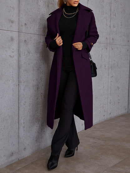 xieyinshe  Long Length Waterfall Collar Coat, Elegant Open Front Long Sleeve Outerwear, Women's Clothing