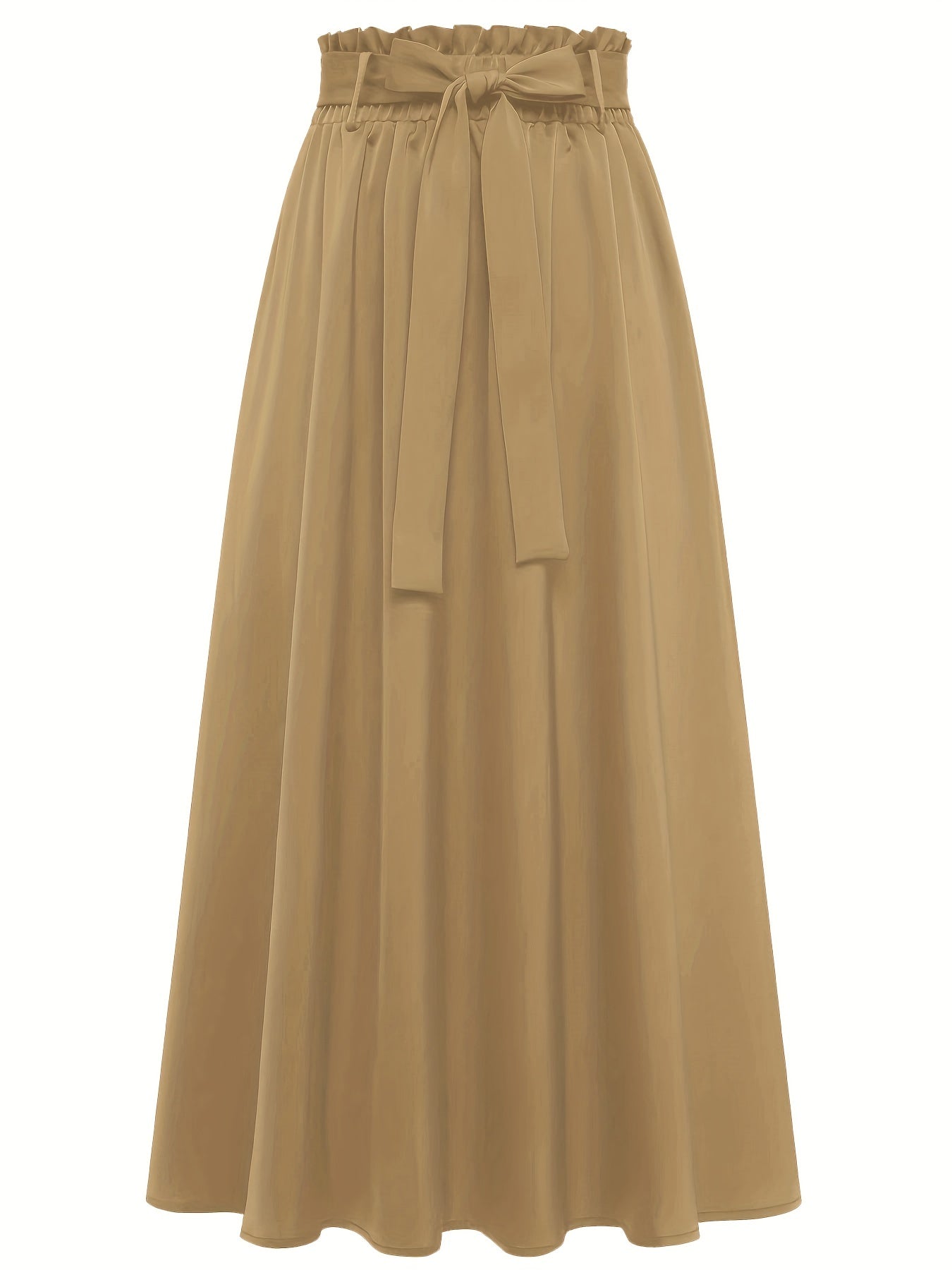 Solid Belted Maxi Skirts, Elegant Pleated Versatile Skirts, Women's Clothing