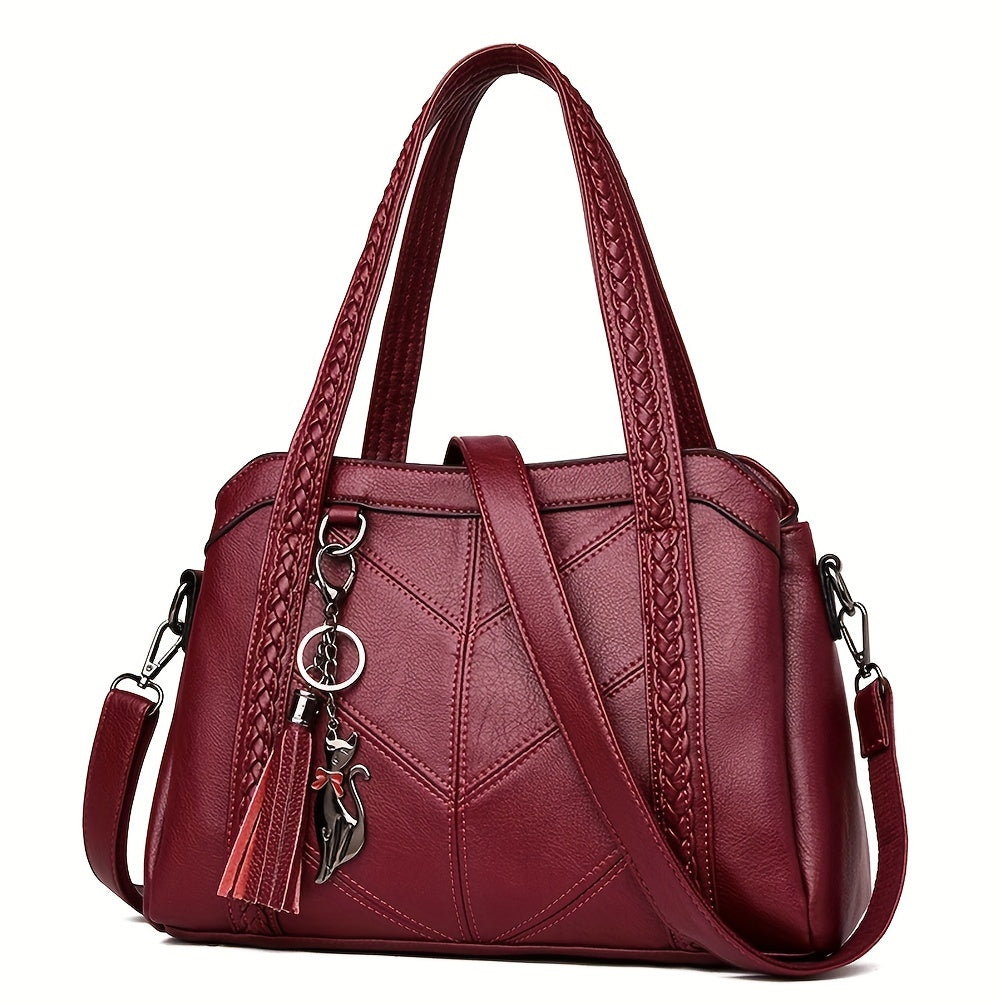 xieyinshe Vintage Shoulder Bag, Large Capacity Solid Color Handbag, Women's Fashion Casual Travel Commuter Bag