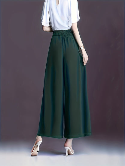 xieyinshe  High Waist Wide Leg Pants, Elegant Solid Pants For Spring & Fall, Women's Clothing