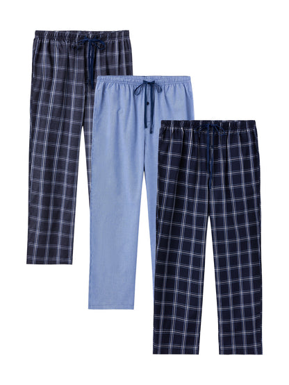 1/3pcs Men's Cotton Thin Plaid Sleep & Lounge Pants, Pajama Bottoms With Pockets