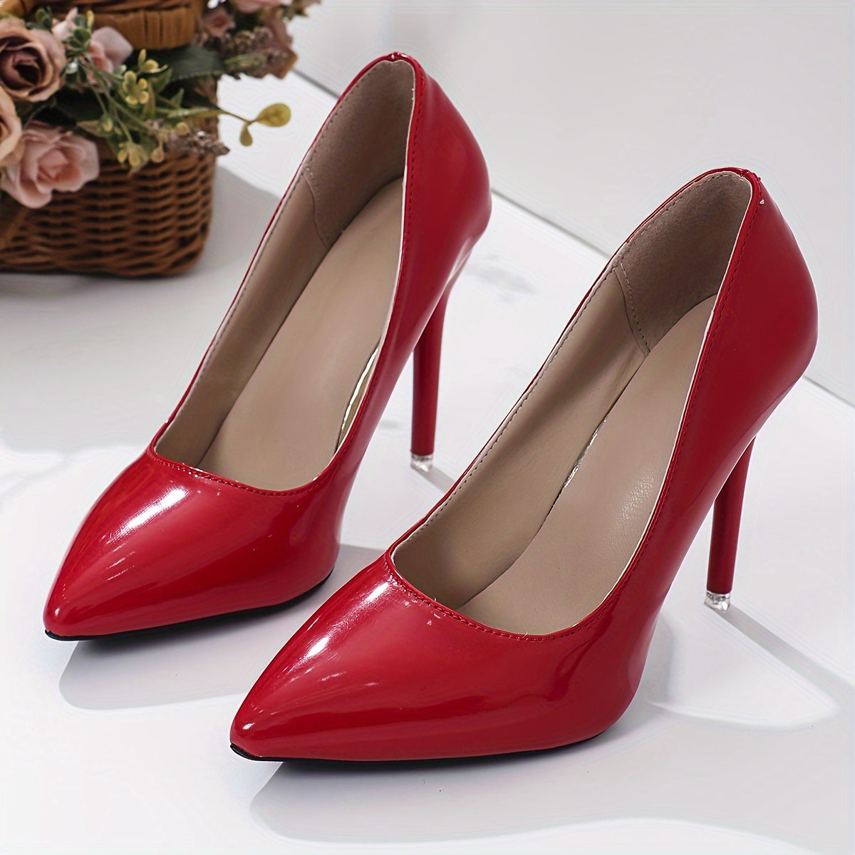 Stylish Solid Color Pointed-Toe Pumps - Elegant Slip-On Design, Shallow Mouth, High Heels for Work, Office, Party, Dressy Occasions - Comfortable, Versatile, and Chic Women's Shoes