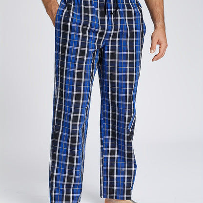 1/3pcs Men's Cotton Thin Plaid Sleep & Lounge Pants, Pajama Bottoms With Pockets