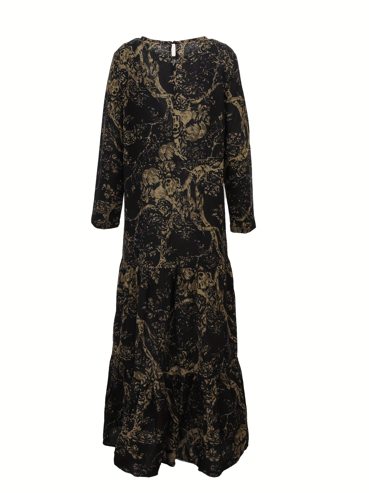 Floral Print Kaftan Dress, Casual Long Sleeve Maxi Dress, Women's Clothing