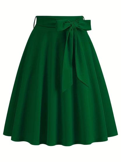 xieyinshe  Retro A-line Skirt, Bowknot Front Skirt For Party, Performance, Every Day, Women's Clothing