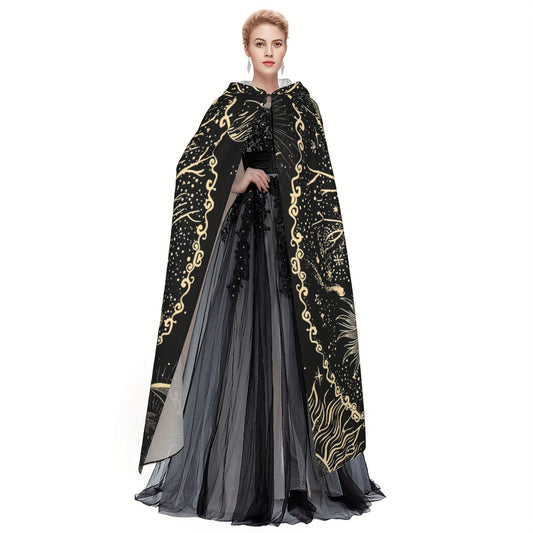 xieyinshe 1pc, Nordic Style Viking Goddess Tenacious Life Tree Sun And Moon Black And White Star, Hooded Robe Cloak Shawl Cosplay For Adult Men Women, Party Favors Supplies Dresses Clothes Gifts, 147.32*152.4cm