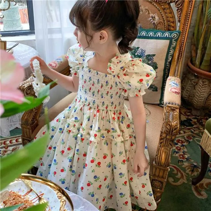 Girl's Dresses GIRLS MIDDLE LENGTH DRESS SMALL AND SMALL CHILDREN FLORAL FASHION PRINCIPAL DRESS Summer New