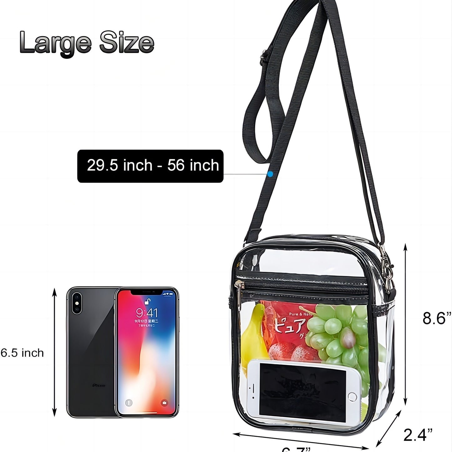 Clear Crossbody Purse Bag, Stadium Approved for Concerts, Festivals