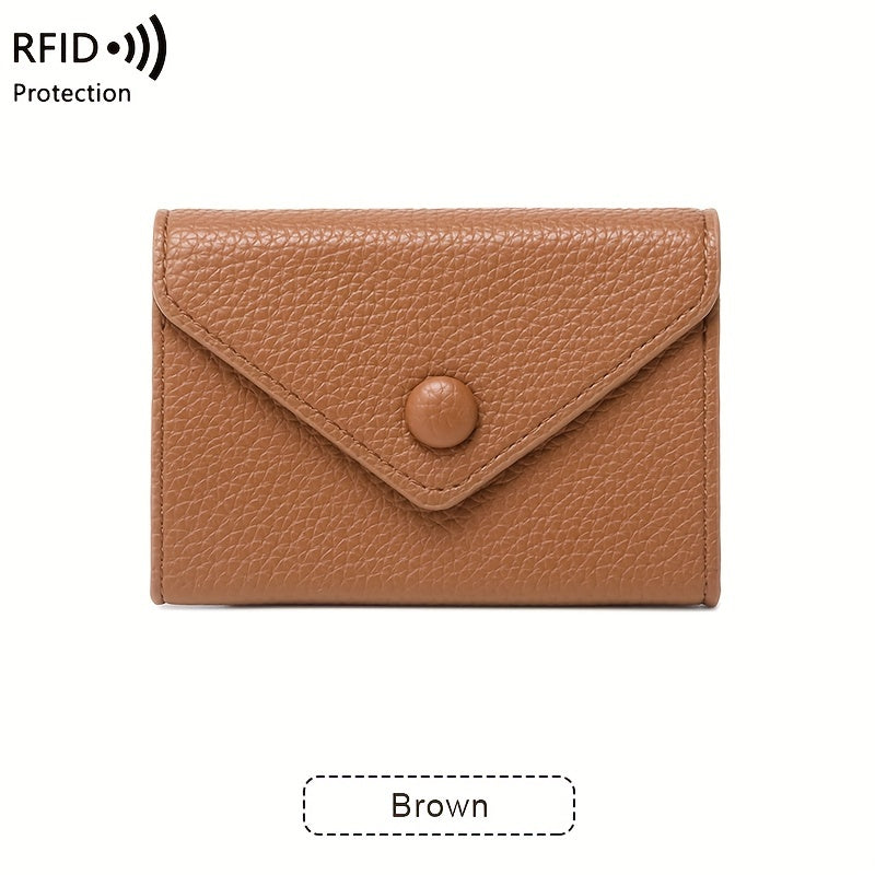 RFID Small Bag Litchi Pattern Soft PU Leather Coin Wallet Simple Lightweight Organ Card Bag