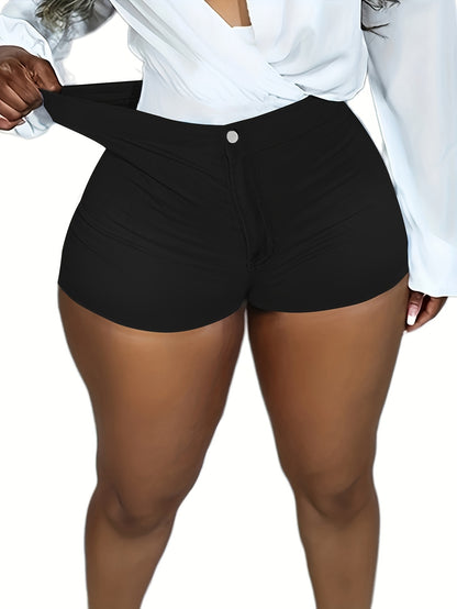 High Stretch Denim Shorts - Ultra-Stretchy Fabric, Secure Zipper Fly with Button Closure - Designed for Women, Perfect for Casual Wear, Daily Activities, and Outdoor Adventures