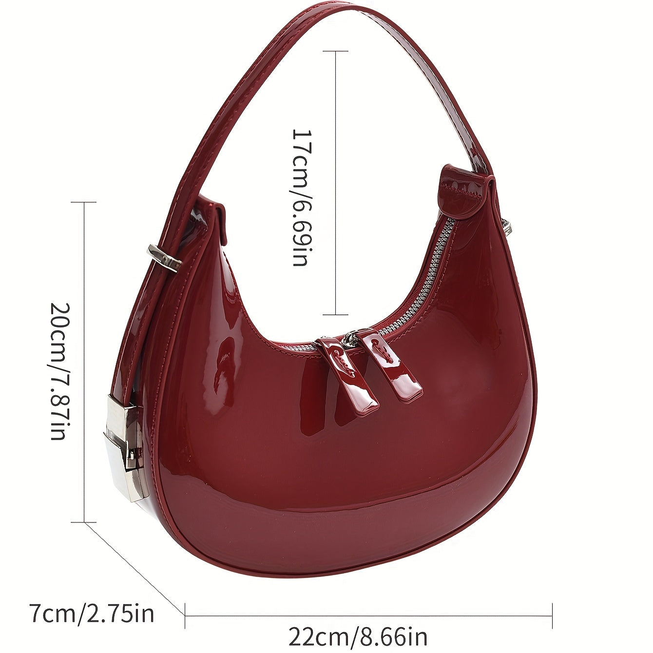 xieyinshe Fashion Simple Crescent Bag, Trendy Shoulder Hobo Bag, Women's Glossy Handbag & Underarm Purse