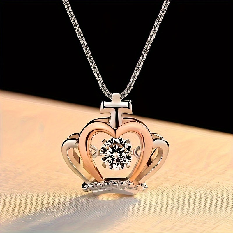 Fashion-Forward Sparkling Zircon Crown Pendant Necklace - A Delicate Accessory for Celebrations - Premium Gift Box Included - Perfect Heartfelt Birthday, Graduation or Holiday Gift for Your Daughter