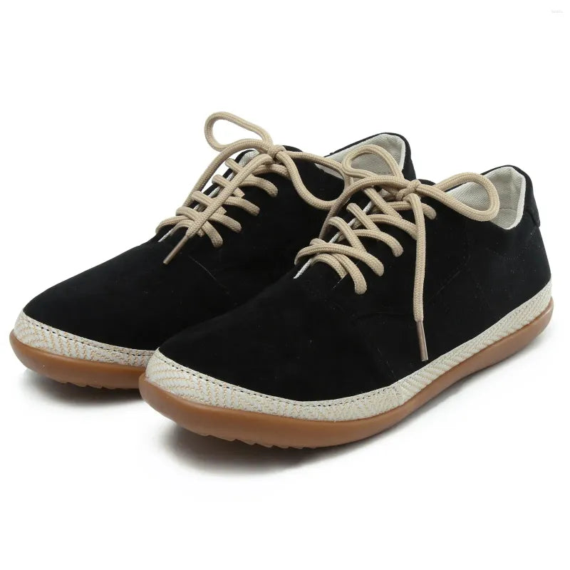 Casual Shoes Women Suede Slip On Breathable Solid Color Flat Round Toe Comfortable Lace Up Single Business