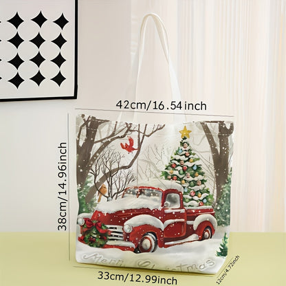 Christmas Style Pattern Tote Bags, Casual Lightweight Large Capacity Shopping Bags, Ideal Gifts For Friends