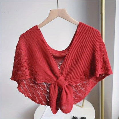 xieyinshe Fashion Shawl Ladies Hollow Knitting Cape Outer Small Shawl Knitted Vest Shoulder Scarf For Women