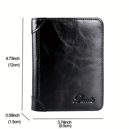 Elegant & Secure Men's Black Genuine Leather Wallet - RFID Protection, Premium Cowhide, Ideal Gift