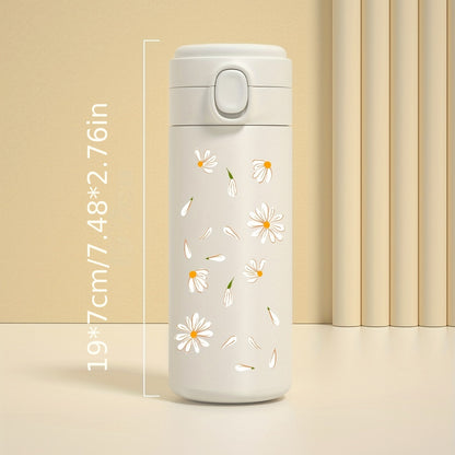 1pc Daisy Pattern Vacuum Insulated Stainless Steel Flask - Unbeatable Thermal Performance, Leakproof, and BPA-Free - Perfect for Outdoor Enthusiasts, Campers, Hikers, and Drivers - 350ml Capacity, Heat and Cold Retention, Portable, and Durable