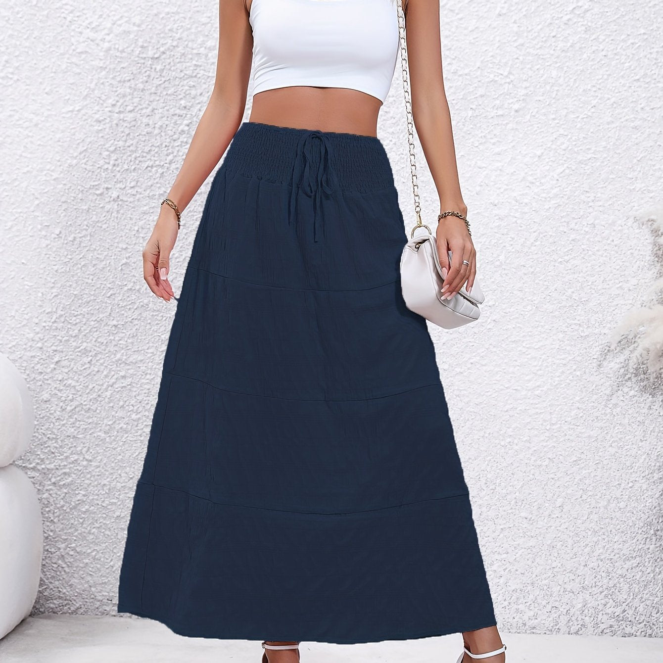 xieyinshe  Casual Loose Simple Solid High Waist Fashion Skirts, Women's Clothing