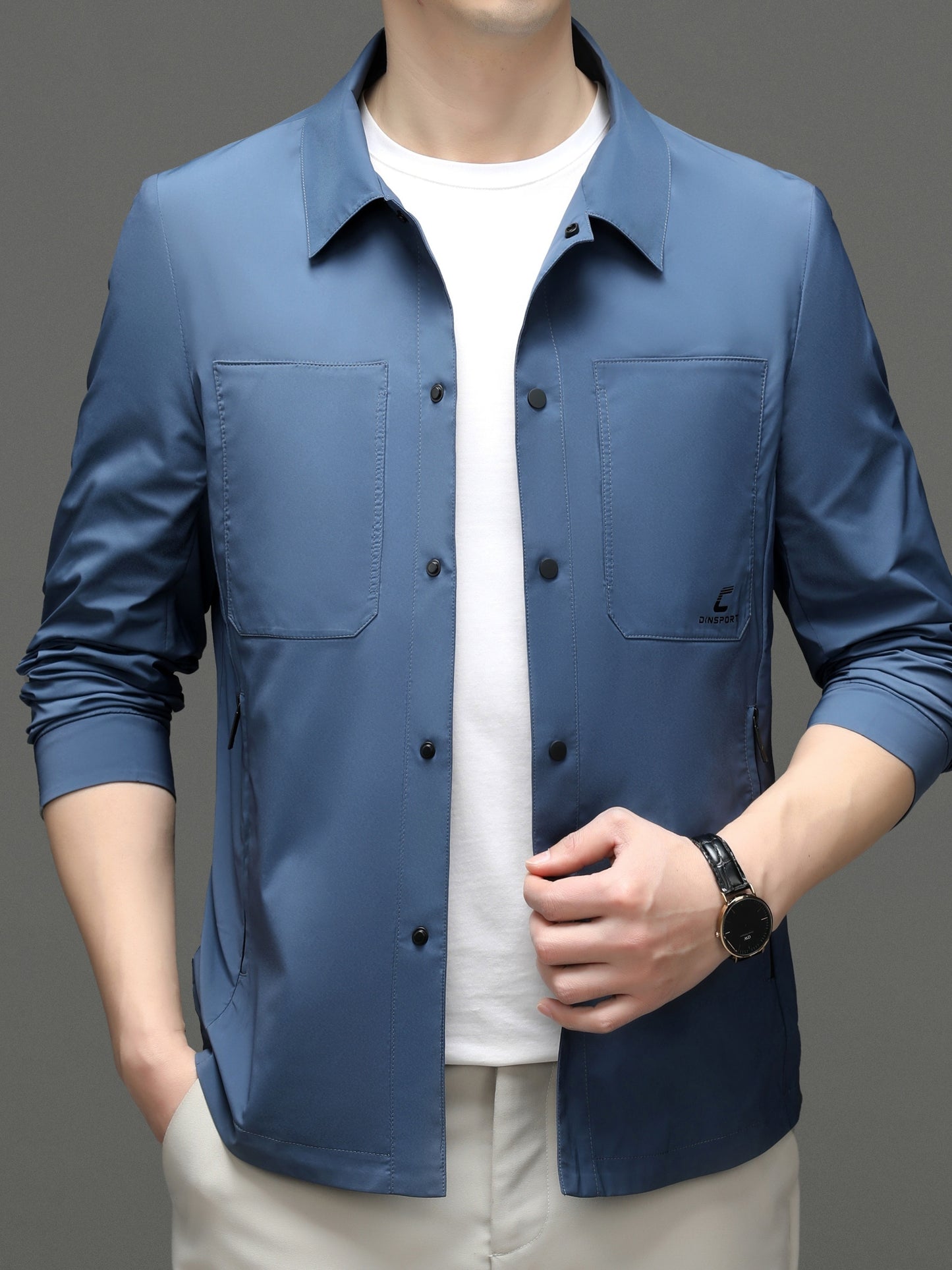 Fashionable And Casual Men's  Solid Cardigan Zipper Long Sleeve Lapel Jacket, Comfortable And Versatile, Suitable For Dates, Suitable For Autumn And Winter