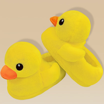 Cozy Cartoon Duck Plush Slippers for Women - Soft, Warm Indoor Shoes with Non-Slip Sole, Perfect for Winter