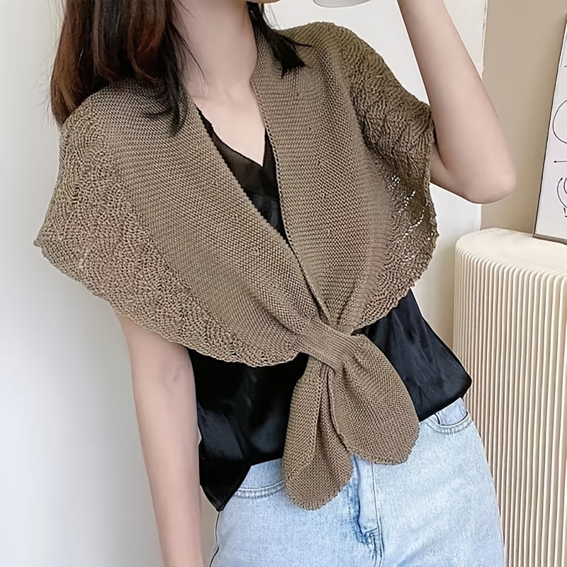 xieyinshe Fashion Shawl Ladies Hollow Knitting Cape Outer Small Shawl Knitted Vest Shoulder Scarf For Women