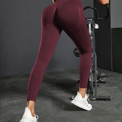 Women's Seamless Sports Yoga Leggings, High Waist Elastic Running Cycling Yoga Sports Pants For Women, Women's Activewear