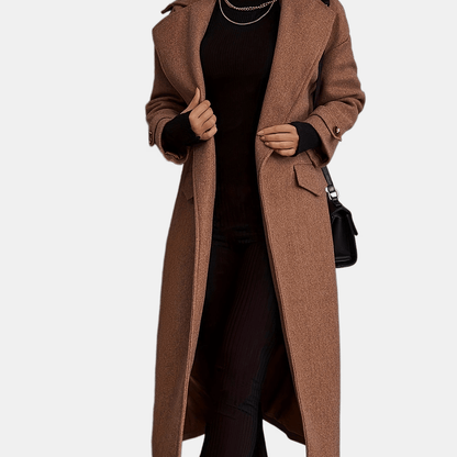 xieyinshe  Long Length Waterfall Collar Coat, Elegant Open Front Long Sleeve Outerwear, Women's Clothing