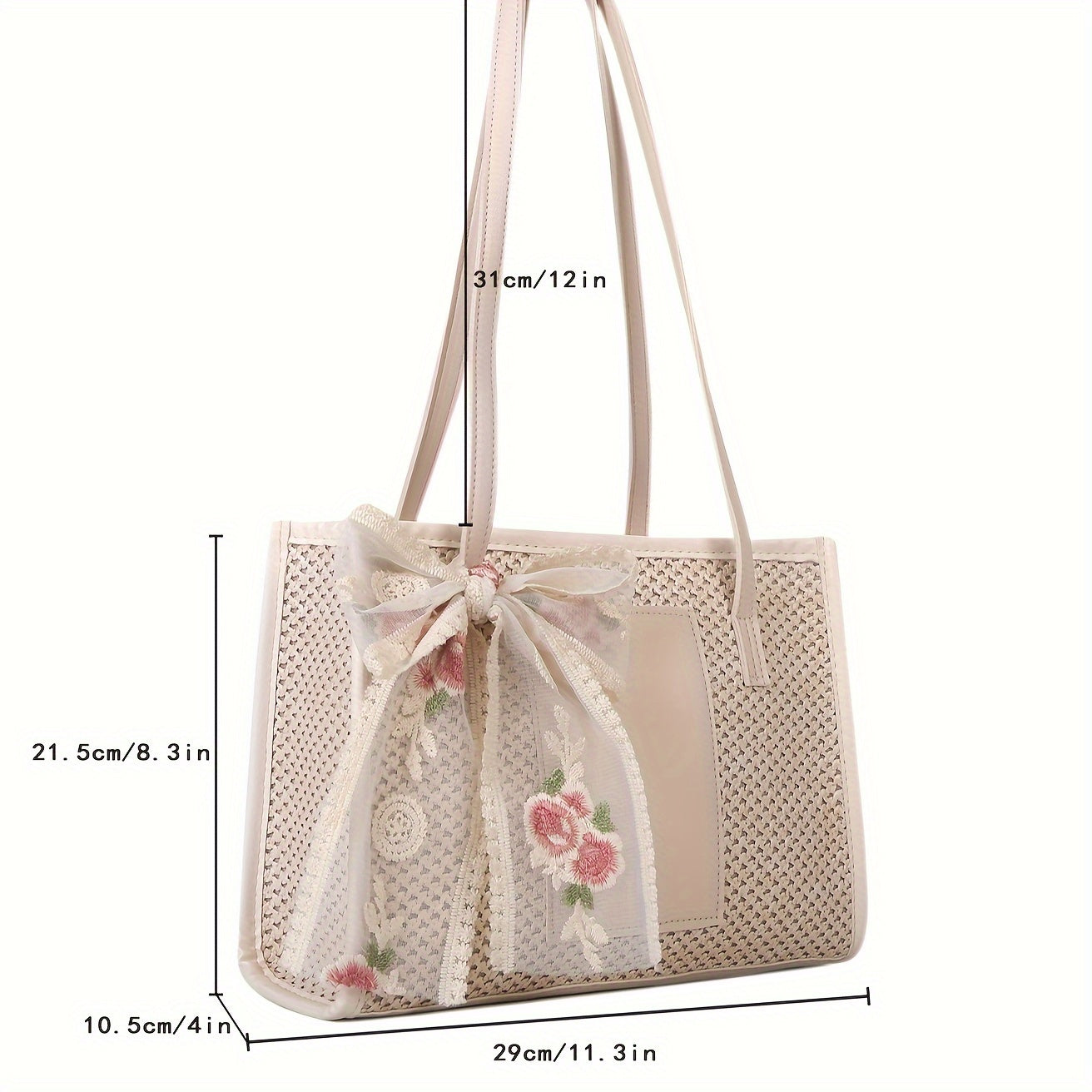 xieyinshe Fashion Woven Tote Bag, Paper Straw Shoulder Bag, Boho Style Beach Bag For Travel Holiday