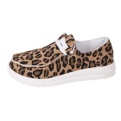 Casual Shoes Comemore Woman Flats Spring Lace Up Round Toe  Women Sneaker Canvas Flat Solid Leopard Breathable Sneakers 41