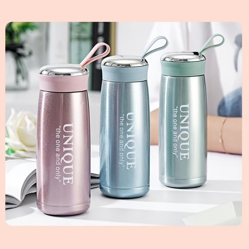 1pc Cute Small Travel Vacuum Insulated Tea Coffee Water Bottle - 304 Stainless Steel, Durable, Leak-Proof, Double-Walled, Keeps Drinks Hot/Cold for Hours - Ideal for Students, Ladies, Office Use, Outdoor Activities