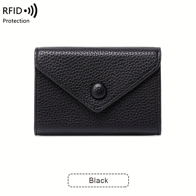 RFID Small Bag Litchi Pattern Soft PU Leather Coin Wallet Simple Lightweight Organ Card Bag