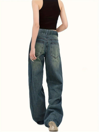 xieyinshe  Trendy Wide Leg Denim Jeans Girls Casual Fashionable Pants For Party