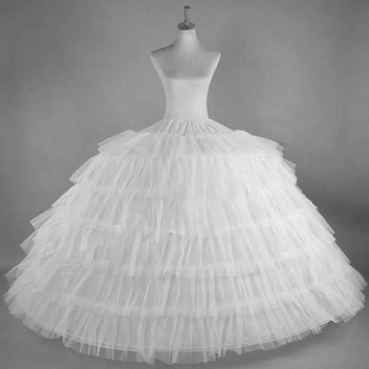 White New 6 Hoops Petticoats for Wedding Dress Plus Size Fluffy Quinceanera Gowns Supplies Underskirt Crinoline Pettycoat Hoop Skirt